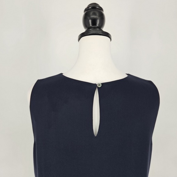 J. Jill Wearever Navy Formal Tiered Ruffle Hem Shift Dress Womens Size M NEW - Picture 6 of 9